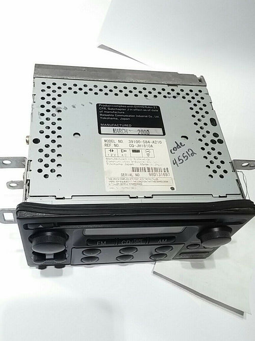 With code 1998 99 00 Honda Accord Sedan Radio CD Player OEM 39100-S84-A210 NICE.