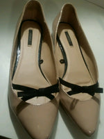 Forever 21 Cream & Black Patent Leather Bow Ballet Flats 8 sexy and comfortable.