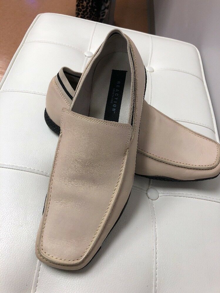 KENNETH COLE Size 101/2OPTIC DISC Gray Leather Loafers Shoes