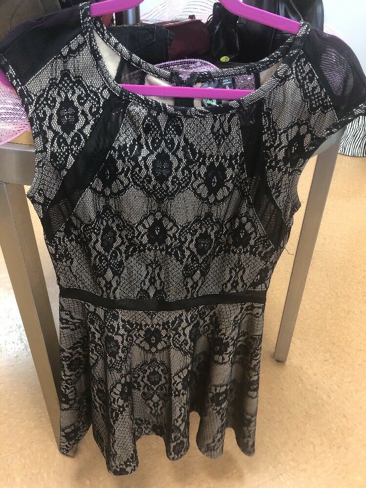 Lace Small Dress Black And Nude Tone
