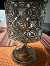 Bath And Body Works Scroll Oval Pedestal Silver Three Wick Candle Holder E