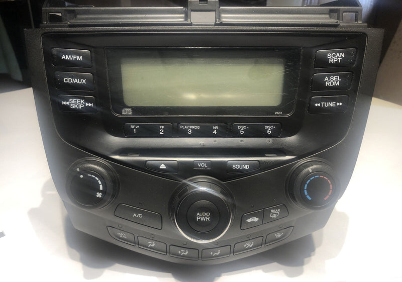 2003-07 Honda Accord AM/FM/CD Radio 6 Disc Player w Climate Controls + Code