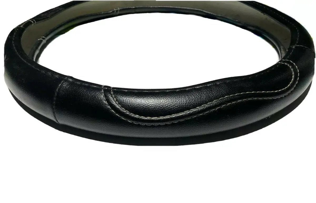 Black leather Car Steering Wheel Cover PU Universal Fit 38cm / 15 inches by Copap