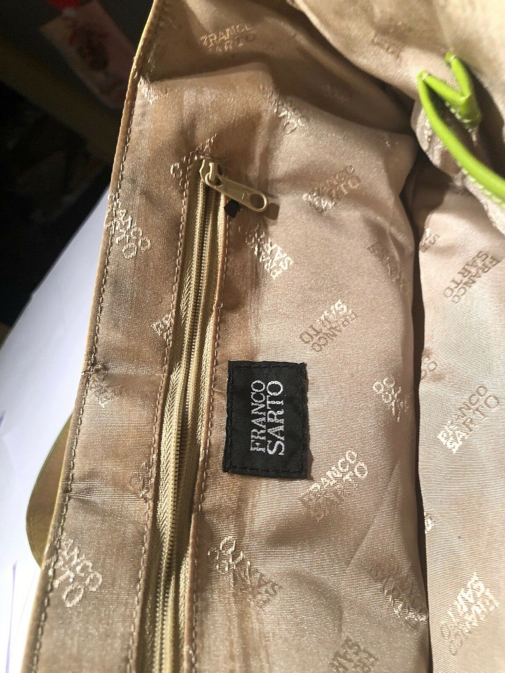 Franco Sarto Leather Satchel Clutch Bag Studded Strap Side Buckle Mustard