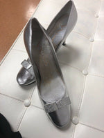 A Touch of Nina Silver  Dressy Square Toe Pumps Slip Ons Women's Size US 11M